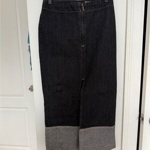 Zara Black Denim Skirt with Contrast Stitching